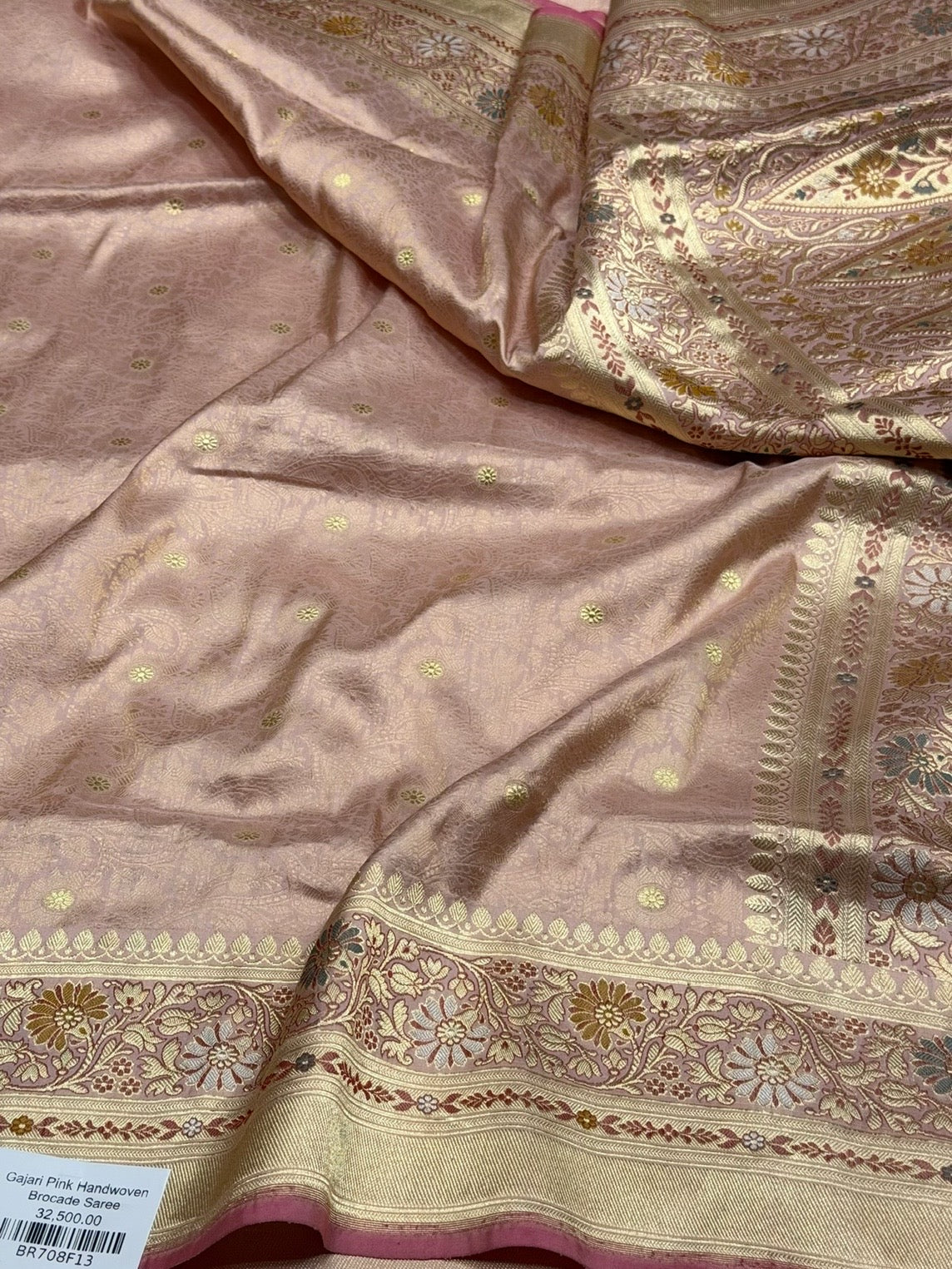 Gajiri Pink Handwoven Pure Silk Brocade Saree