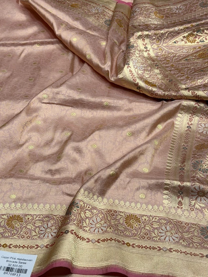 Gajiri Pink Handwoven Pure Silk Brocade Saree