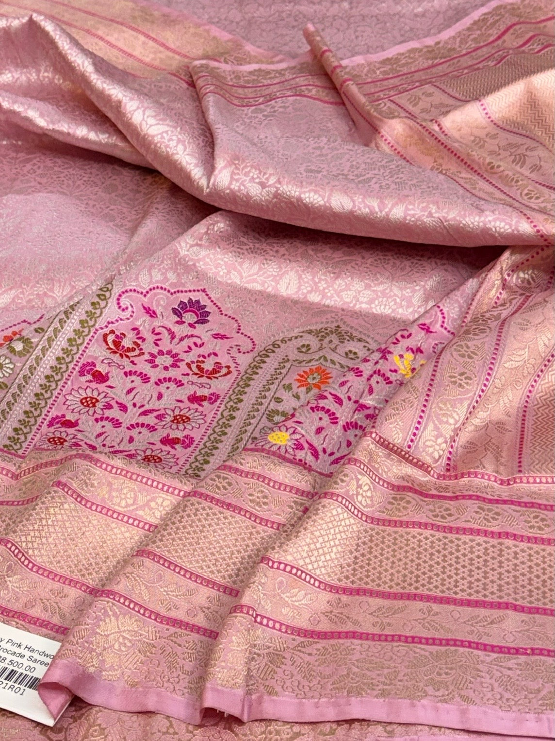 Baby Pink Handwoven Pure Banarasi Silk Saree