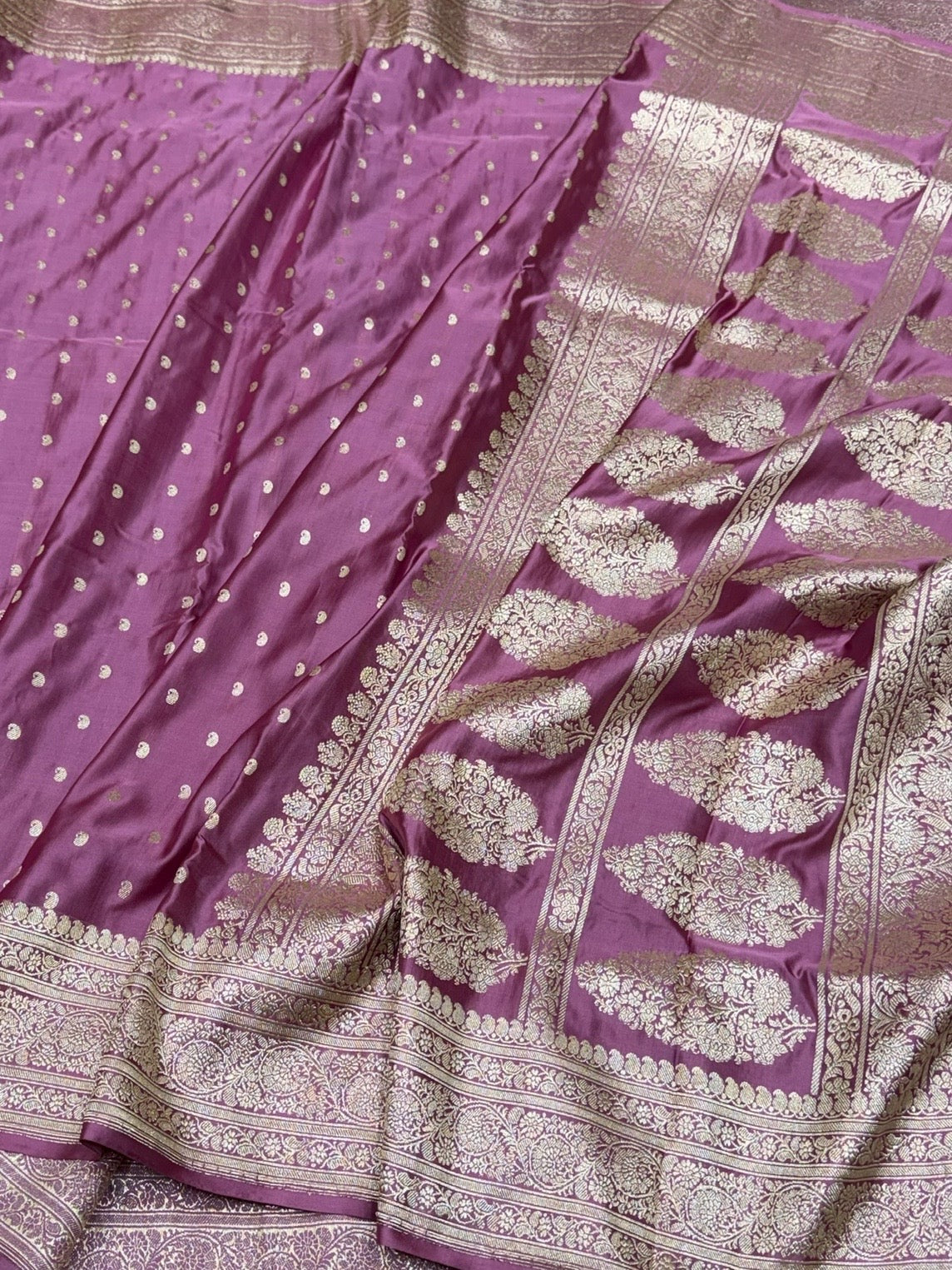 Gajiri Pink Handwoven Vintage Pure Banarasi Satin Silk Saree