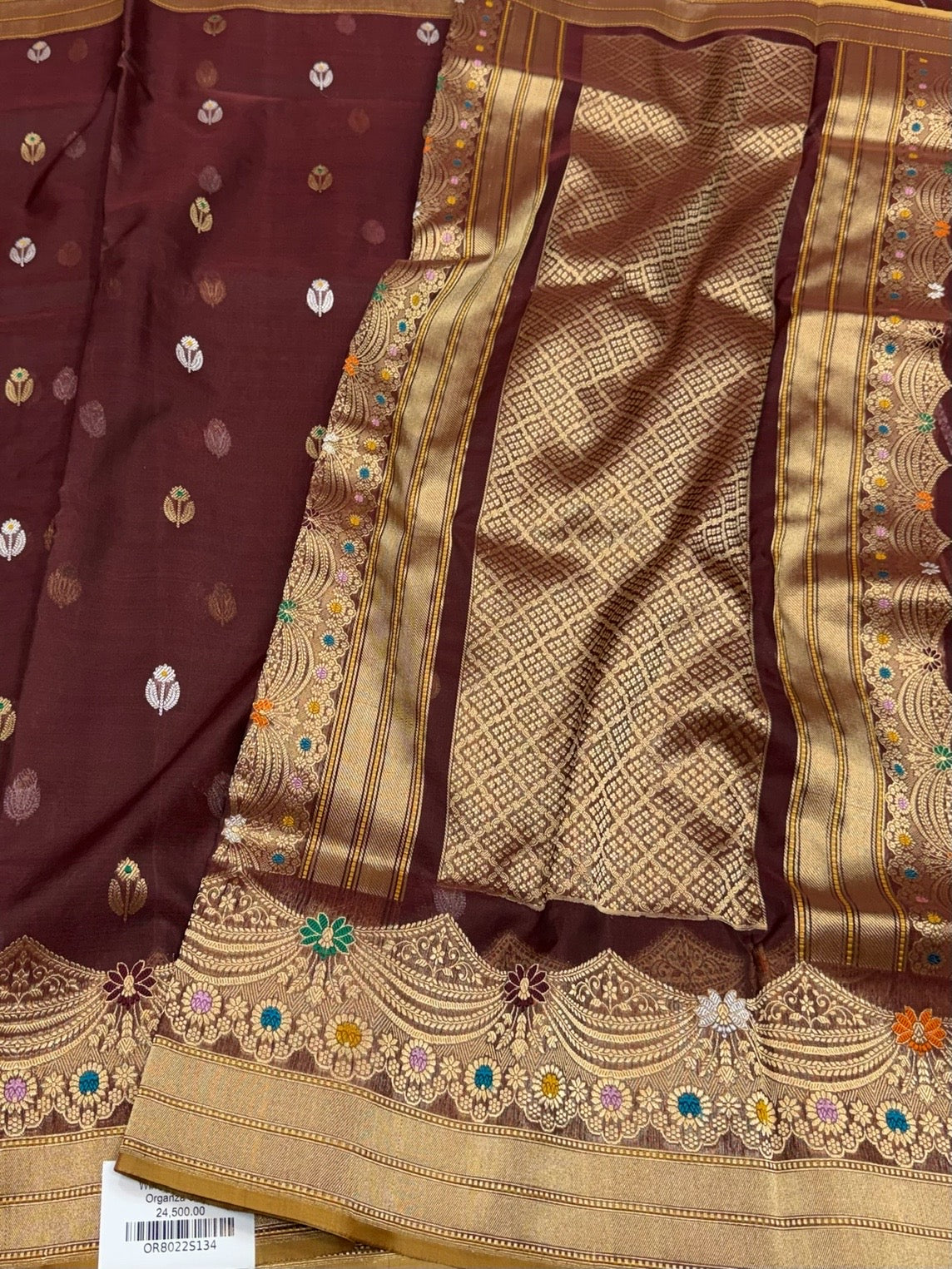 Wine Handwoven Pure Organza Silk Saree