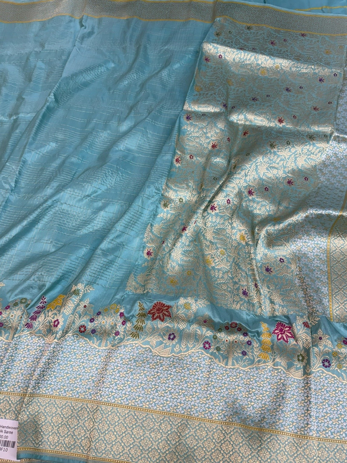 Sky Blue Handwoven Pure Banarasi Silk Saree