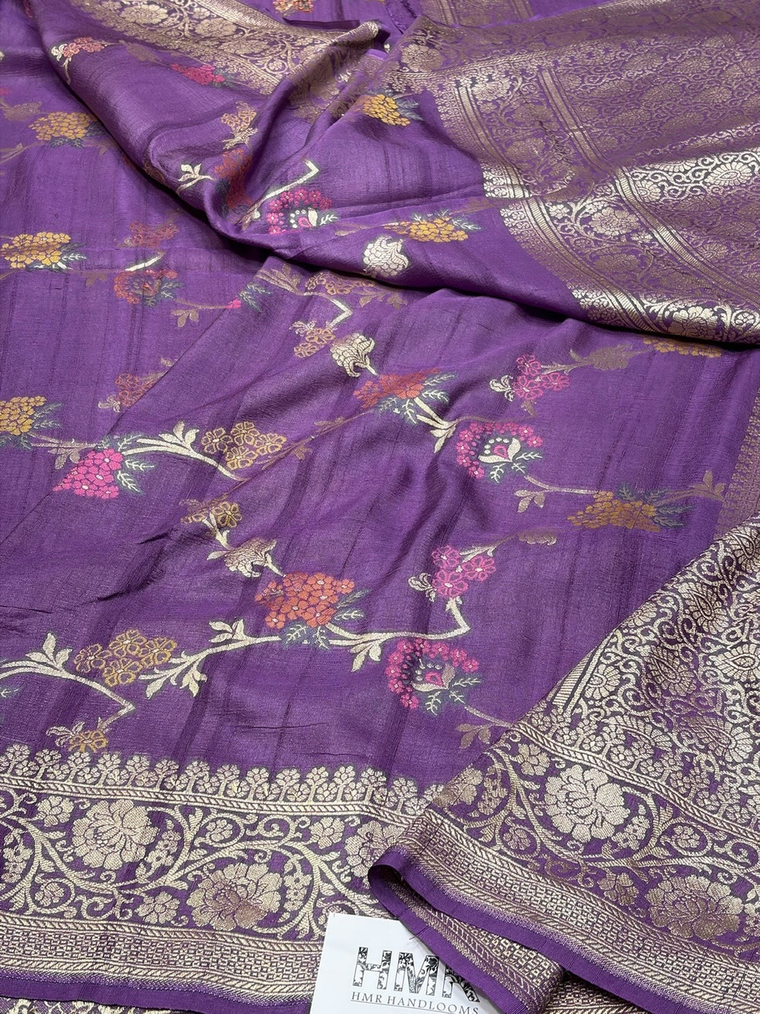 Purple Banarasi Pure Tussar Georgette Saree