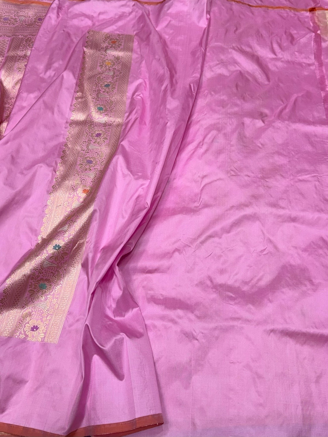 Pastel Pink Handwoven Pure Banarasi Silk Saree