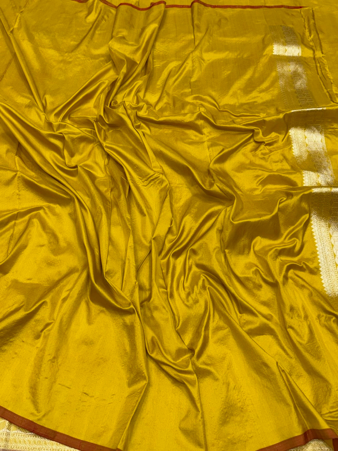 Mustard Yellow Handwoven Pure Banarasi Brocade Silk Saree