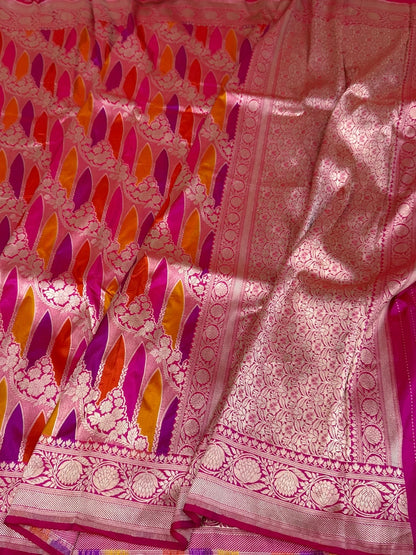 Rani Pink  Rangkaat Banarasi Pure Katan Silk Saree
