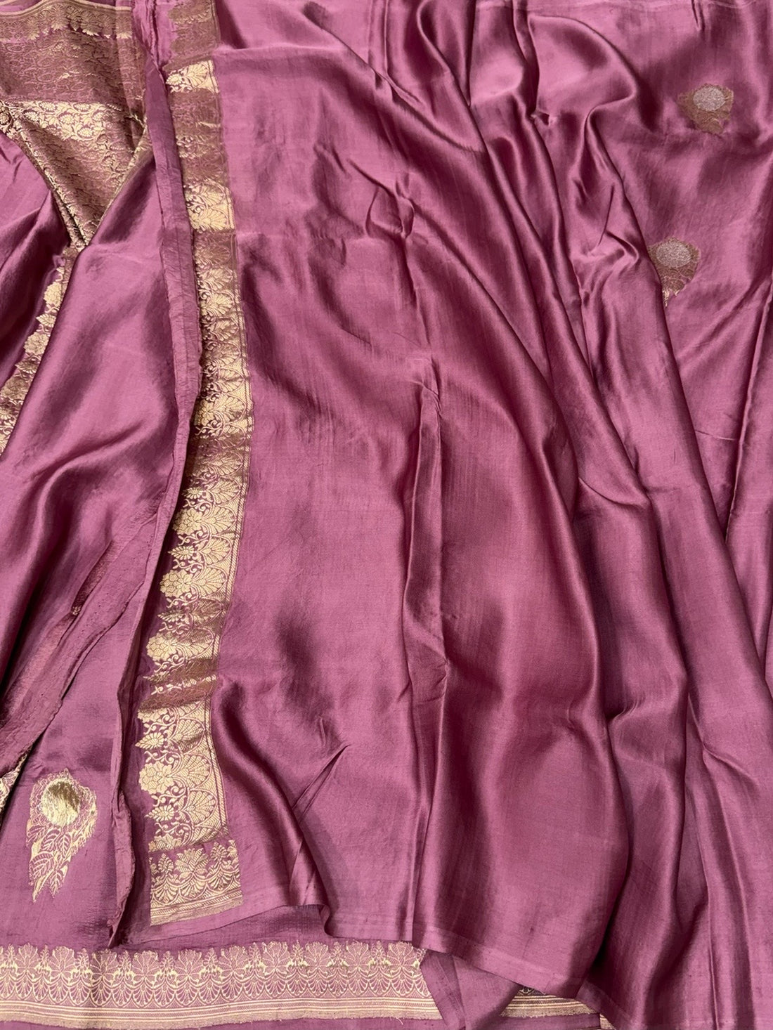 Gajiri Pink Handwoven Pure Mashru Banarasi Satin Silk Saree