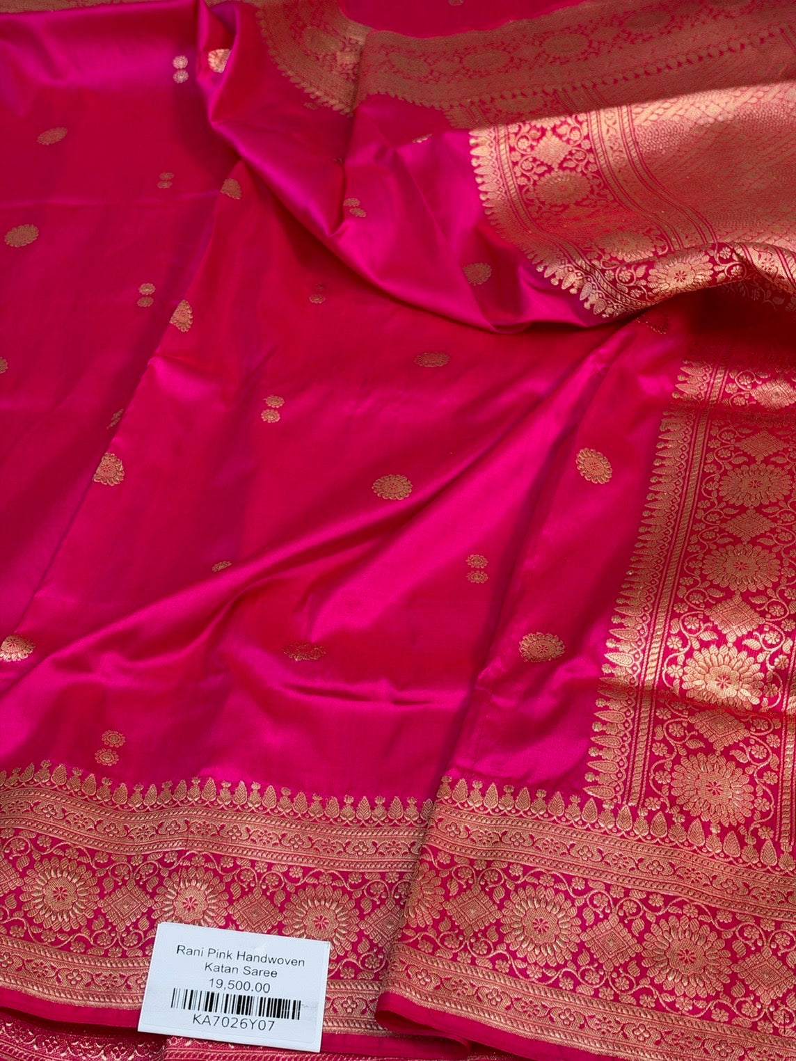 Rani Pink Vintage Handwoven Pure Banarasi Silk Saree