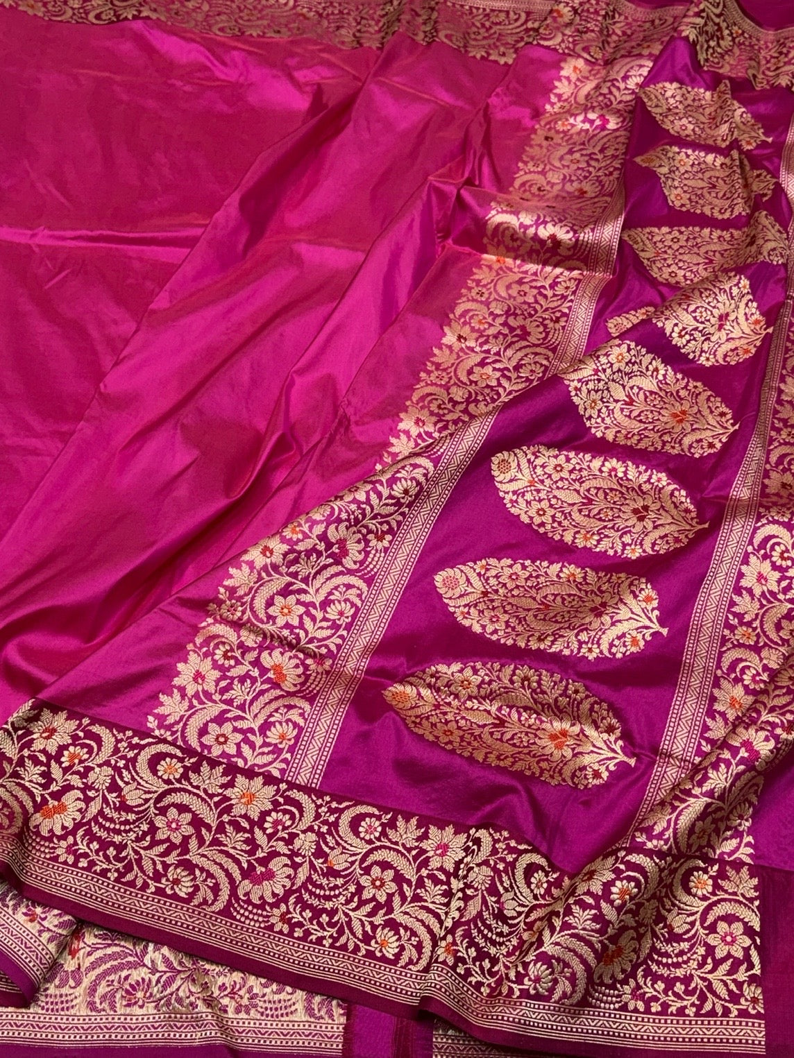 Rani Pink Handwoven Pure Banarasi Silk Saree