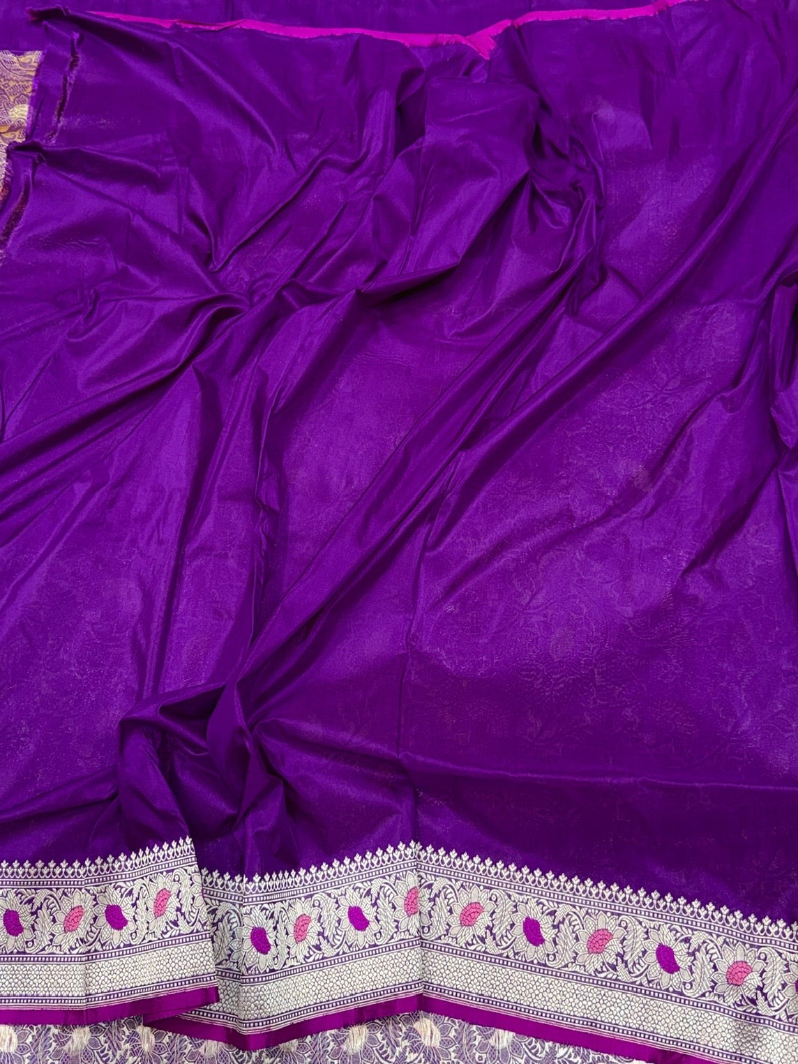 Purple Handwoven Pure Banarasi Brocade Saree