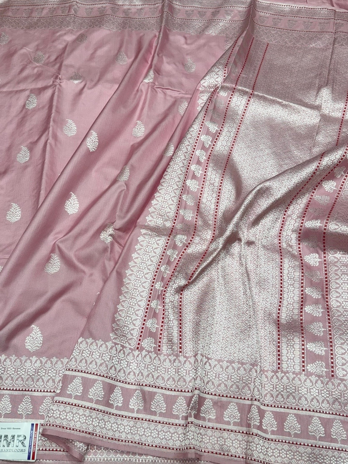 Dusty Rose Pink Handwoven Pure Banarasi Ektara Silk Saree