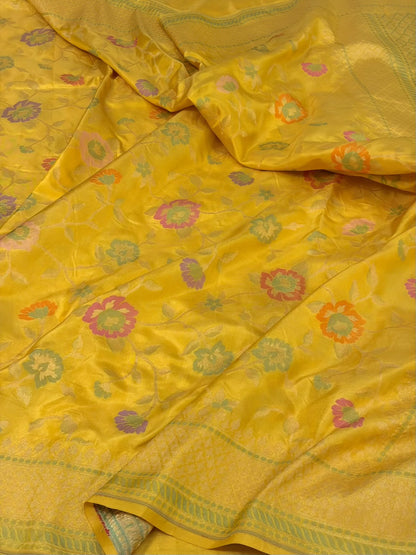 Yellow Banarasi Pure Ektara Silk Saree