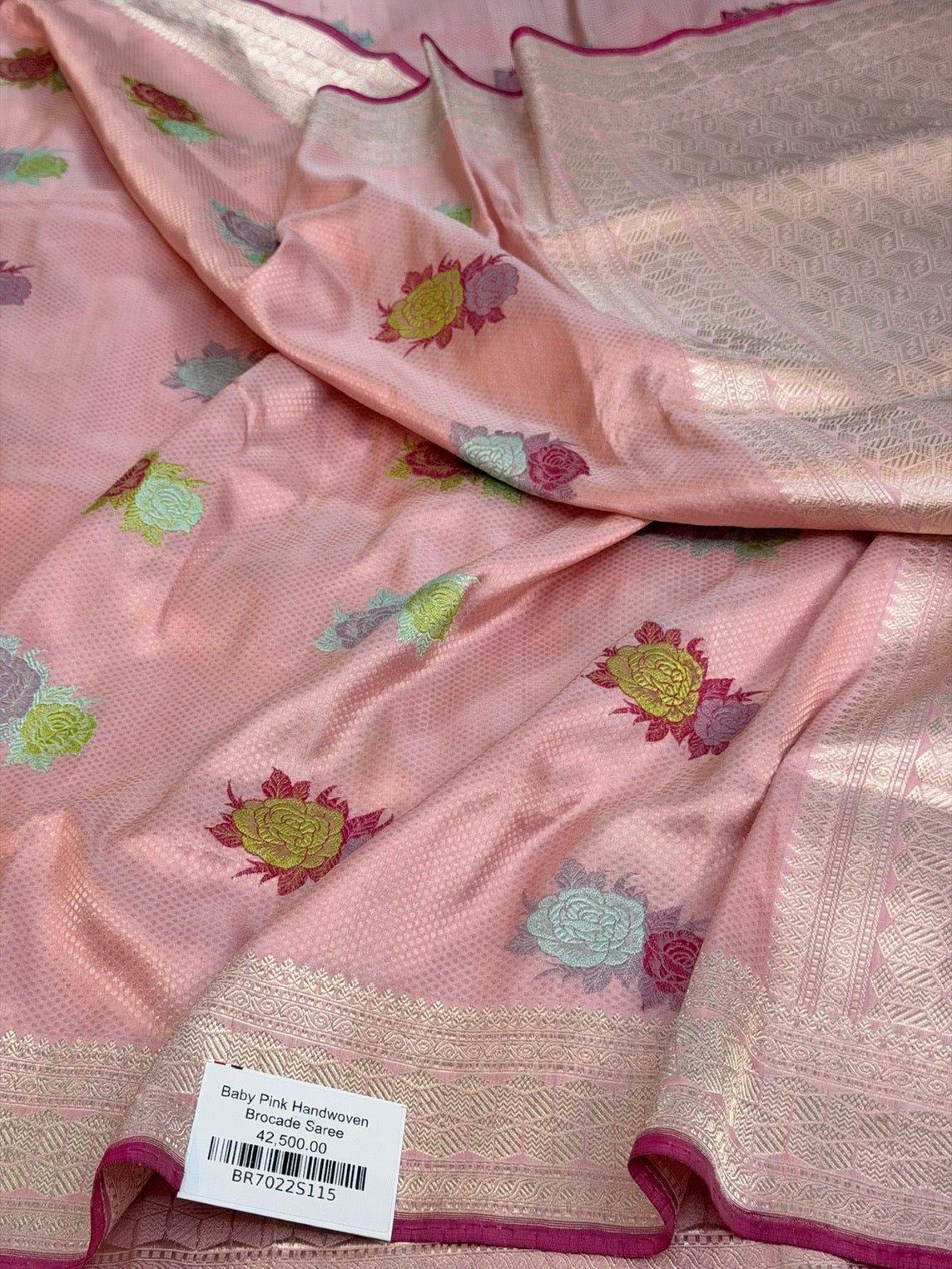 Baby Pink Handwoven Pure Banarasi Silk Brocade Saree