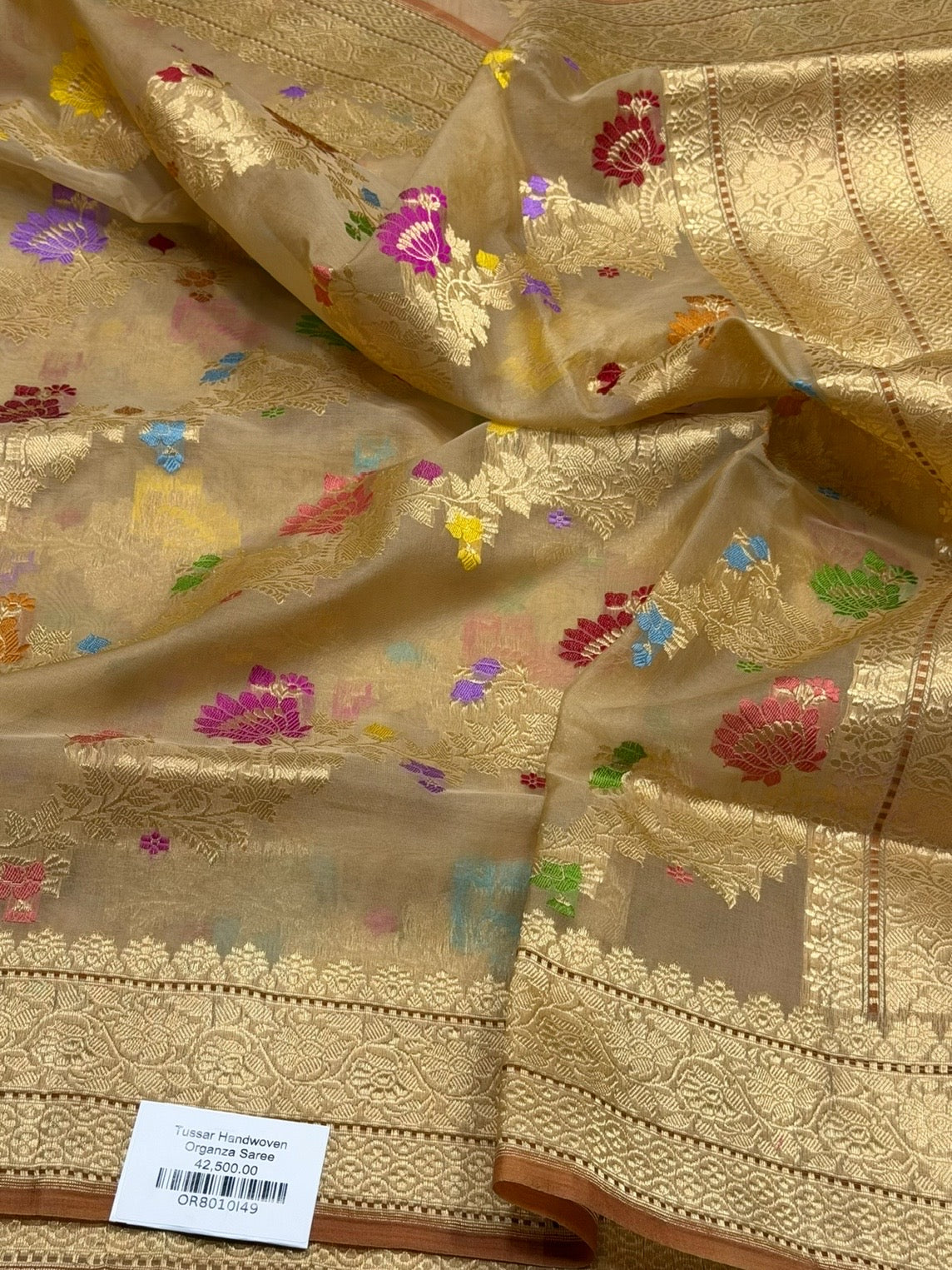 Tussar Handwoven Pure Banarasi Organza Silk Saree