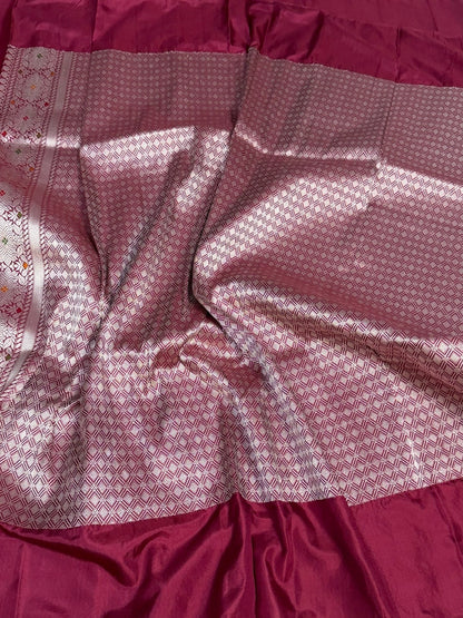 Maroon Handwoven Pure Banarasi Ektara Silk Saree