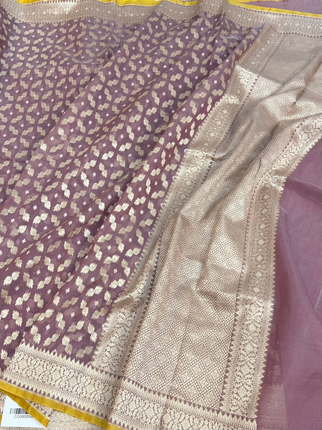 Dusty Pink Pure Banarasi Kora Cotton Saree