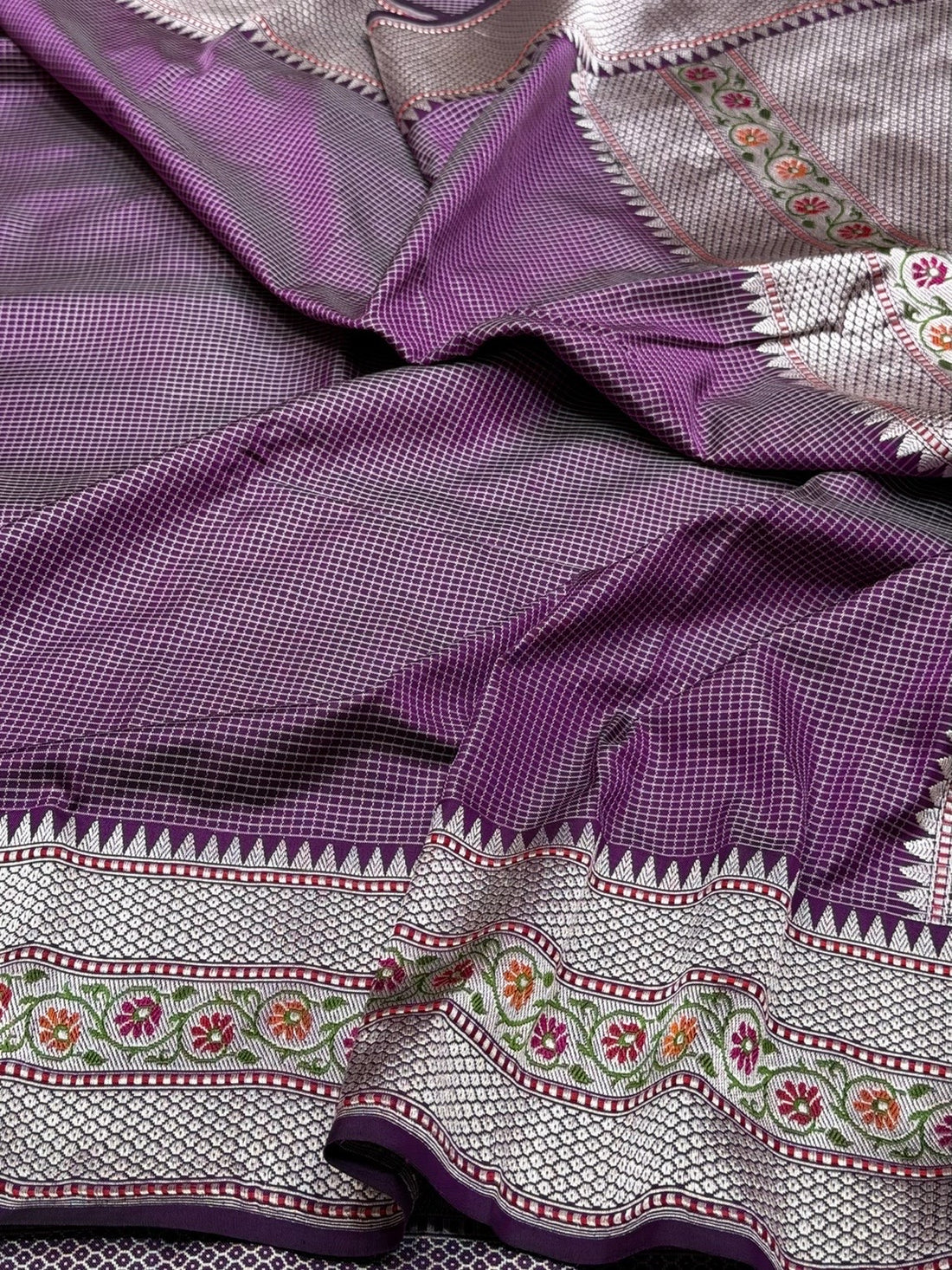 Purple Handwoven Pure Banarasi Ektara Silk Saree