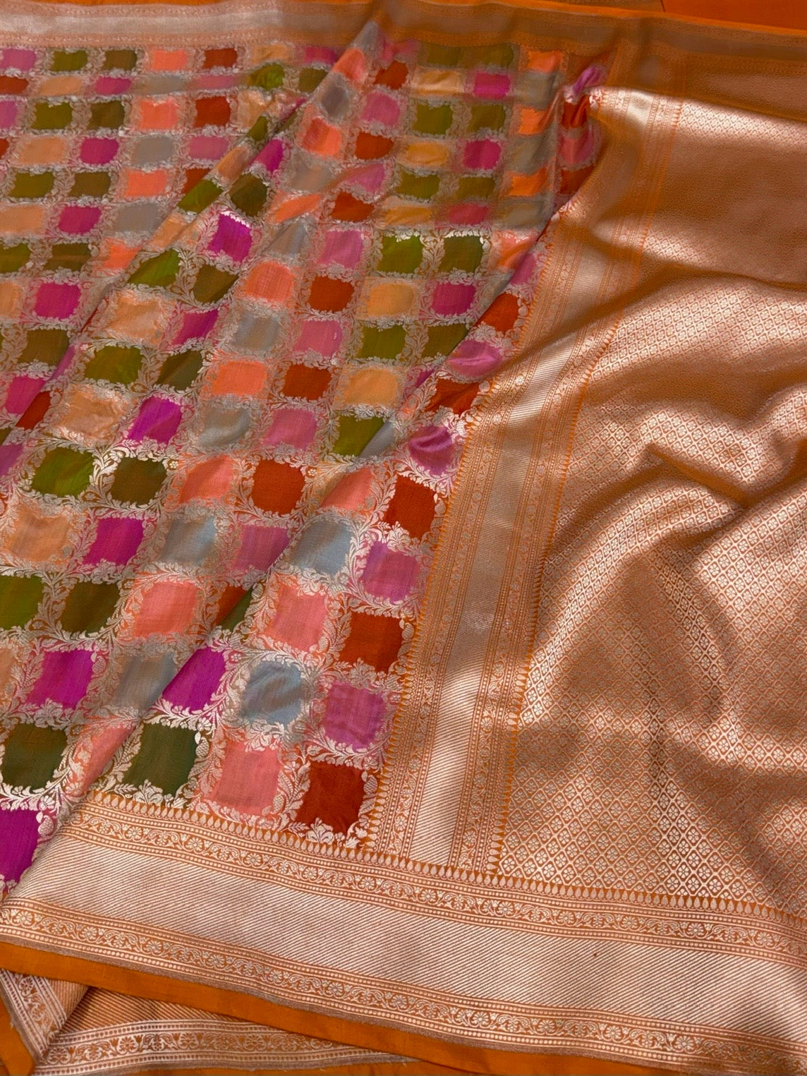 Orange Rangkaat Banarasi Pure Katan Silk Saree