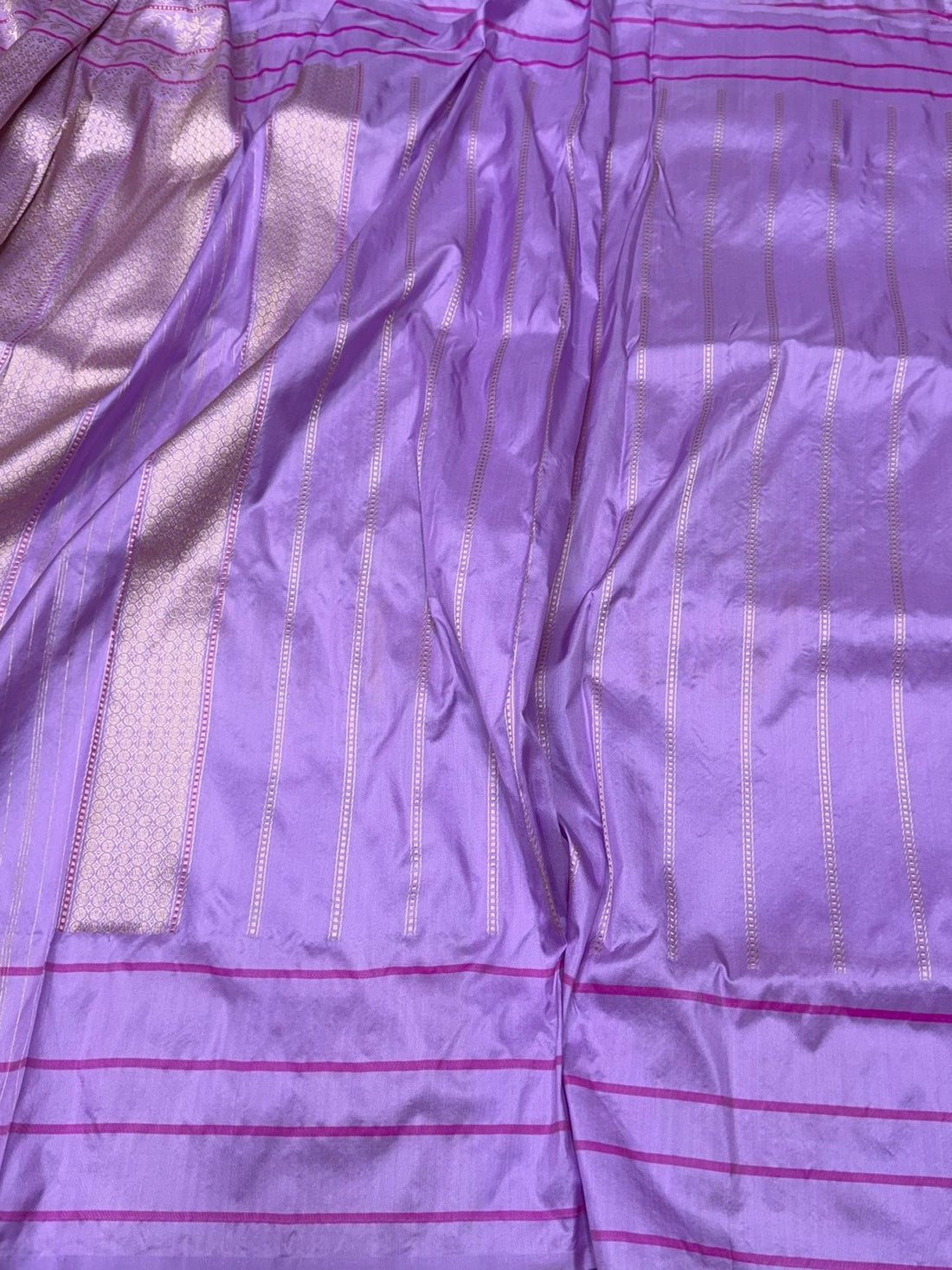 Lavender Handwoven Pure Banarasi Silk Kadwa Saree – 100% Pure Katan Mulberry Silk, Premium Brocade Weave