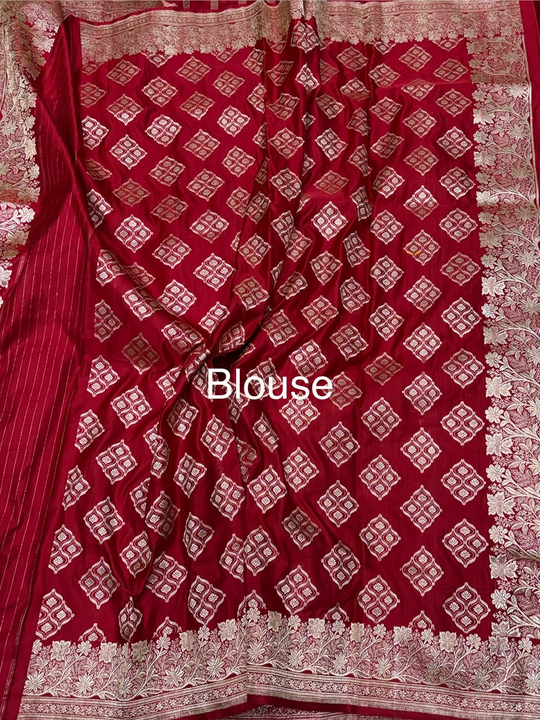 Red Handwoven Vintage Pure Banarasi Satin Silk Saree
