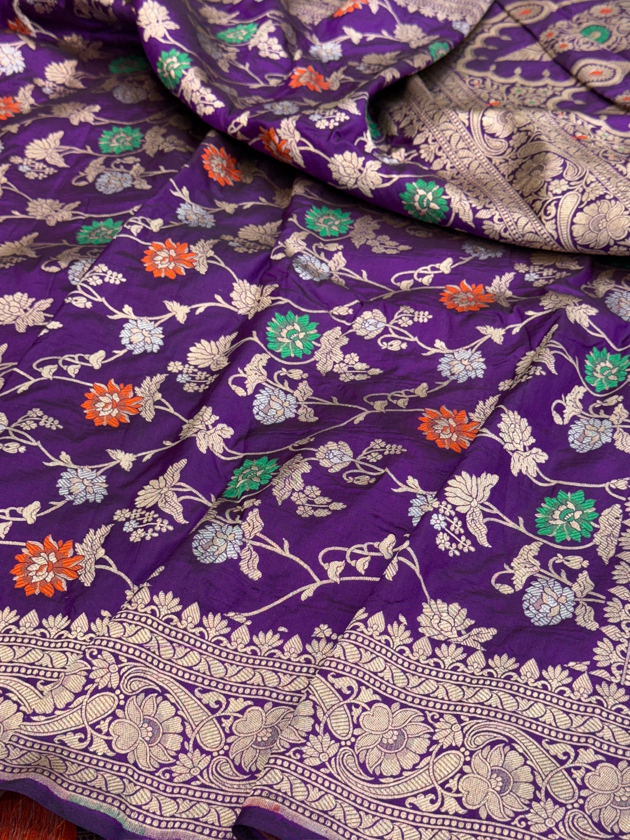 Purple Banarasi Minakari Pure Katan Silk Saree | Pure Silk | Minakari Work | | Banarasi Katan Silk Saree