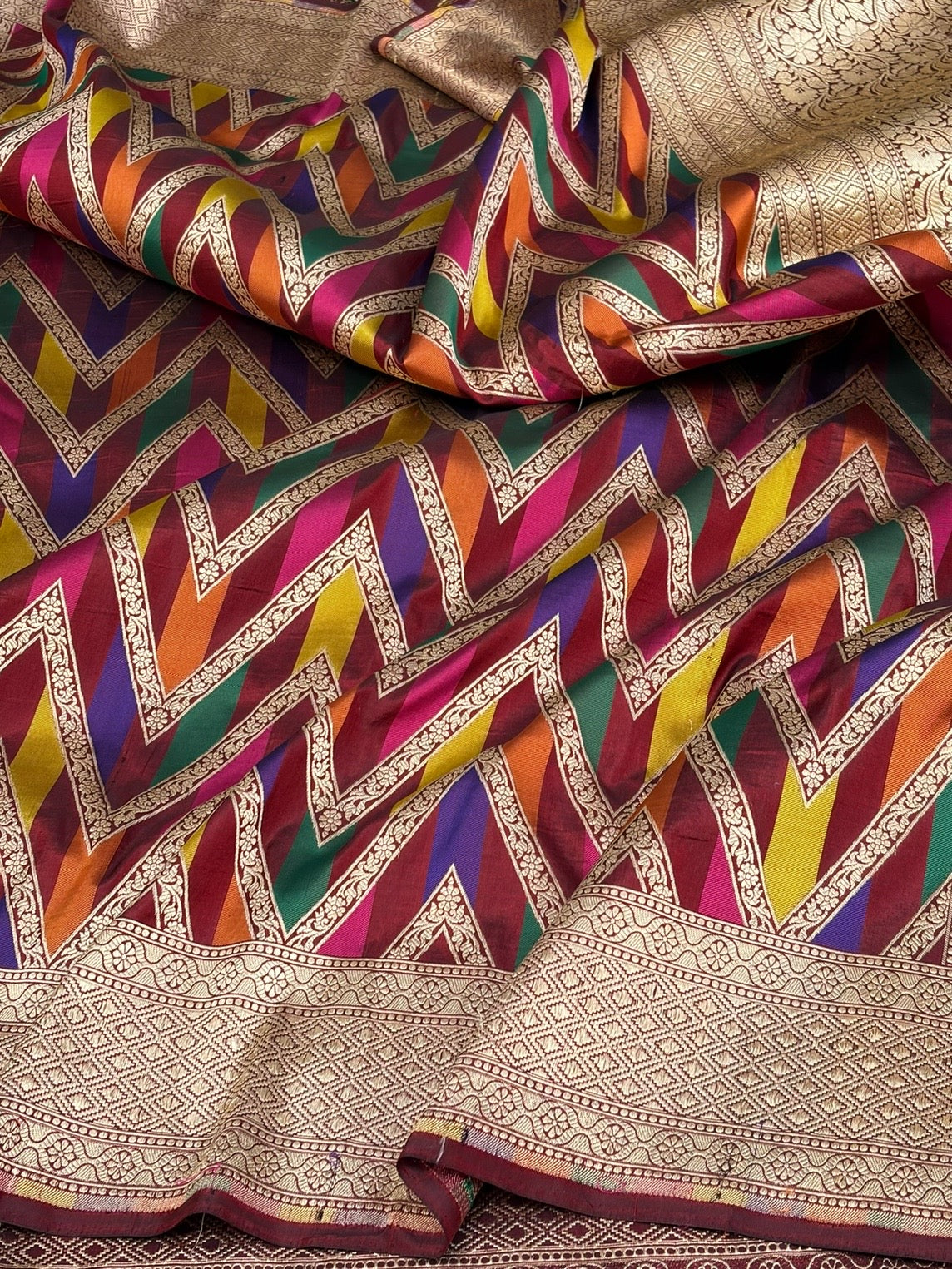 Maroon Rangkaat Banarasi Pure Katan Silk Saree