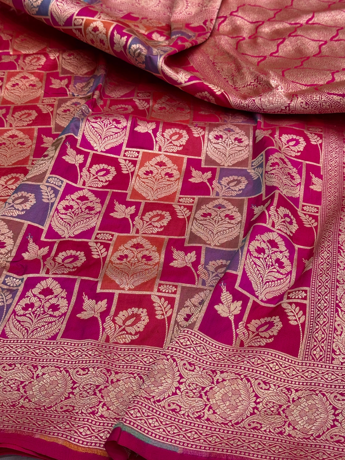 Rani Pink Rangkaat Pure Banarasi Silk Saree