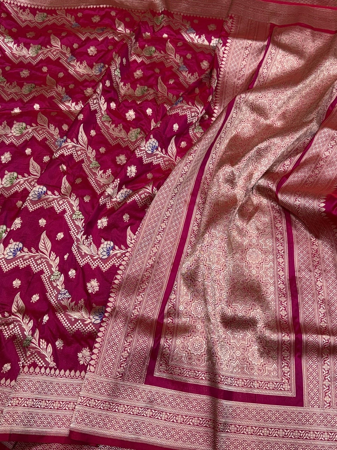 Banarasi Minakari Pure Katan Silk Saree | Pure Silk | Minakari Work | Cutwork Technique | Banarasi Katan Silk Saree