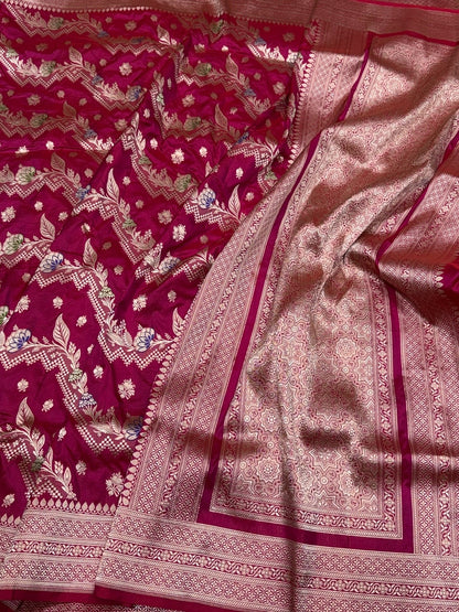 Banarasi Minakari Pure Katan Silk Saree | Pure Silk | Minakari Work | Cutwork Technique | Banarasi Katan Silk Saree