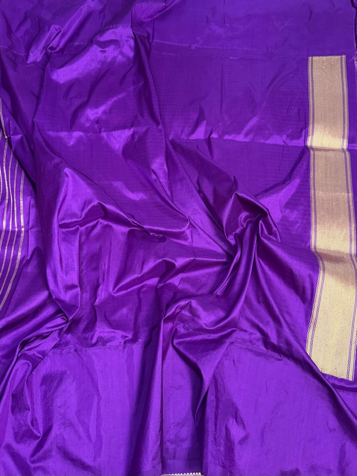 Purple Handwoven Ektara Pure Katan Silk Saree