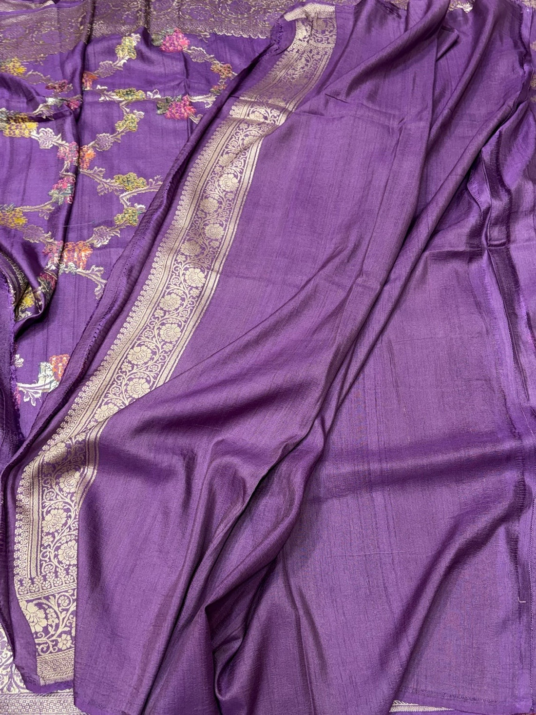 Purple Banarasi Pure Tussar Georgette Saree