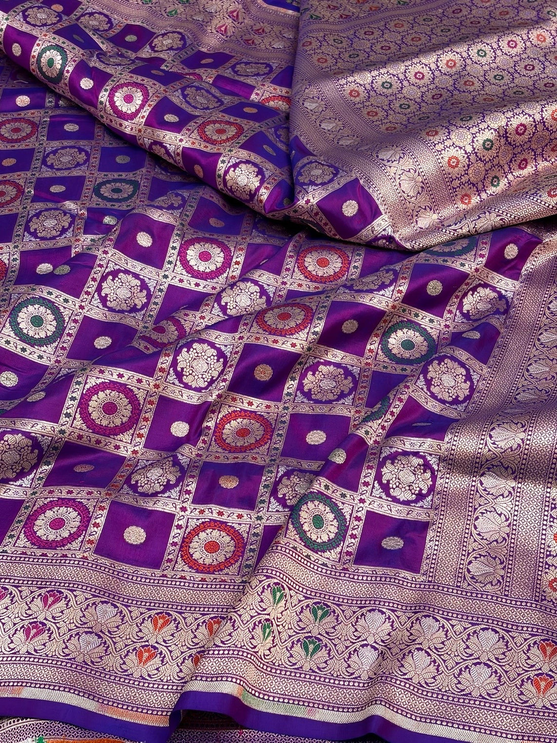 Purple Minakari Banarasi Pure Katan Silk Saree
