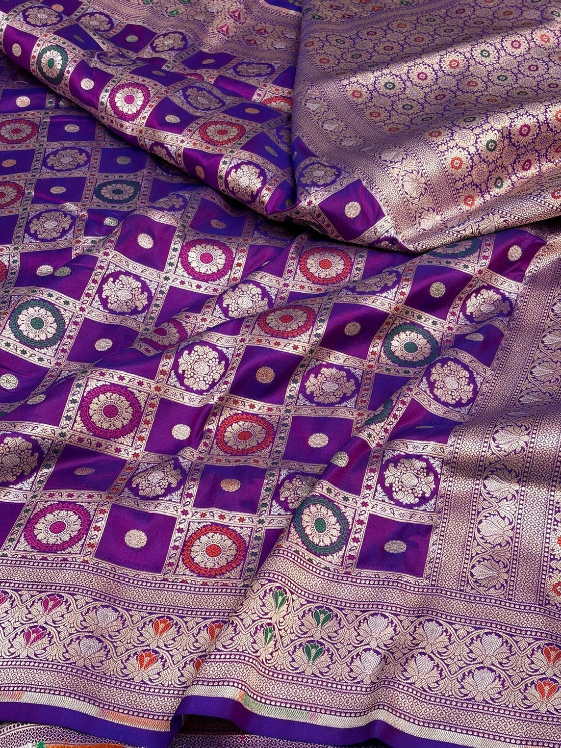 Purple Minakari Banarasi Pure Katan Silk Saree