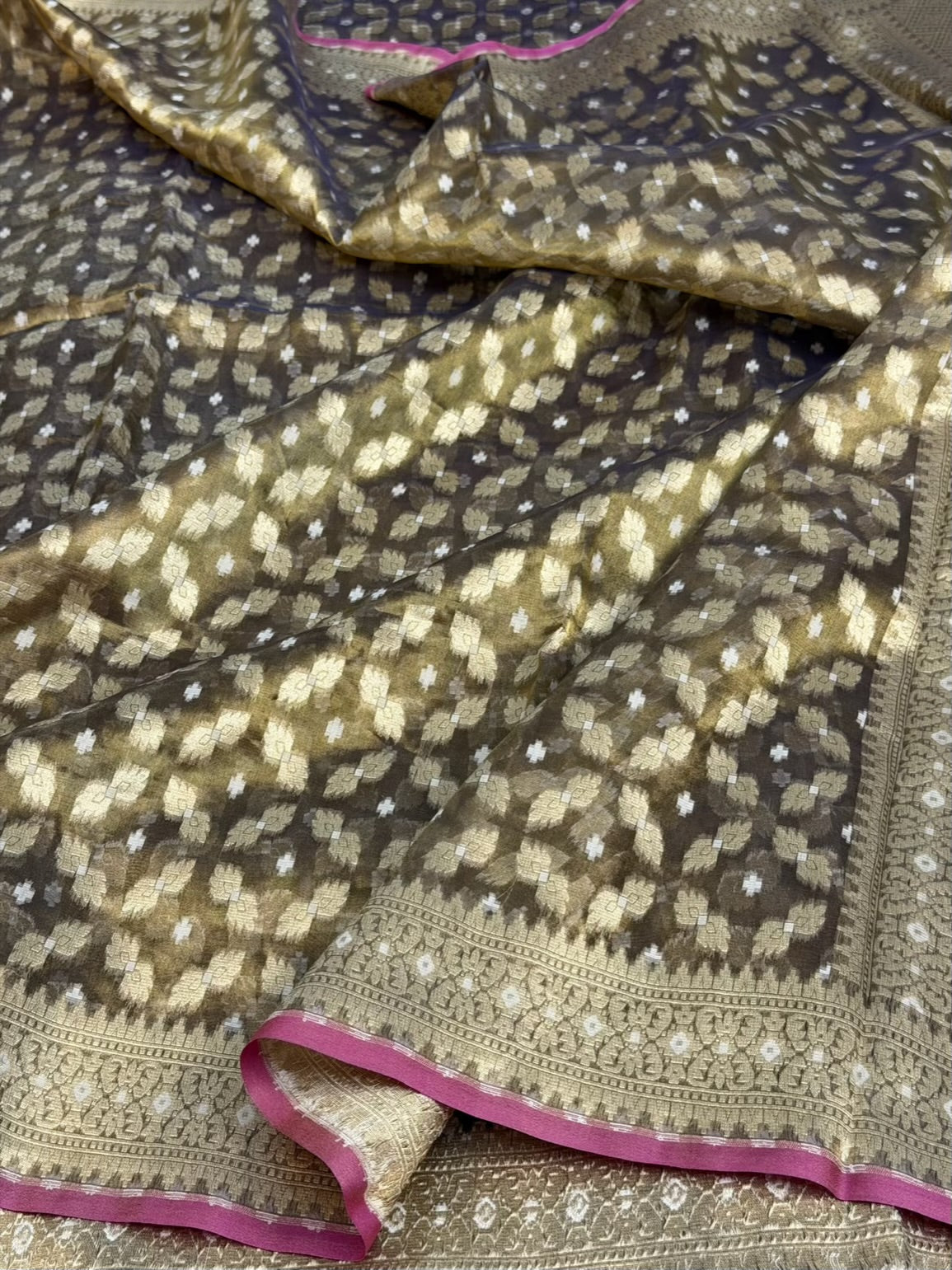 Brown Banarasi Pure Kora Tissue Saree