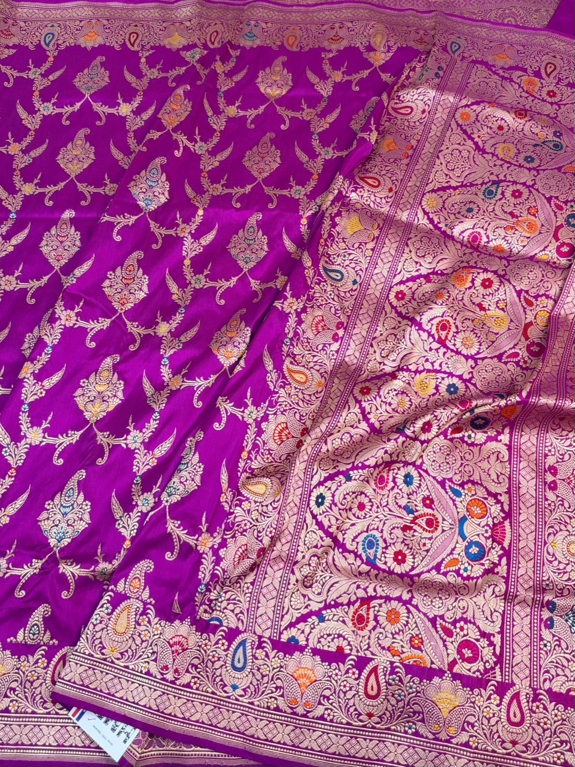 Magenta Pink Handwoven Pure Banarasi Katan Silk Saree