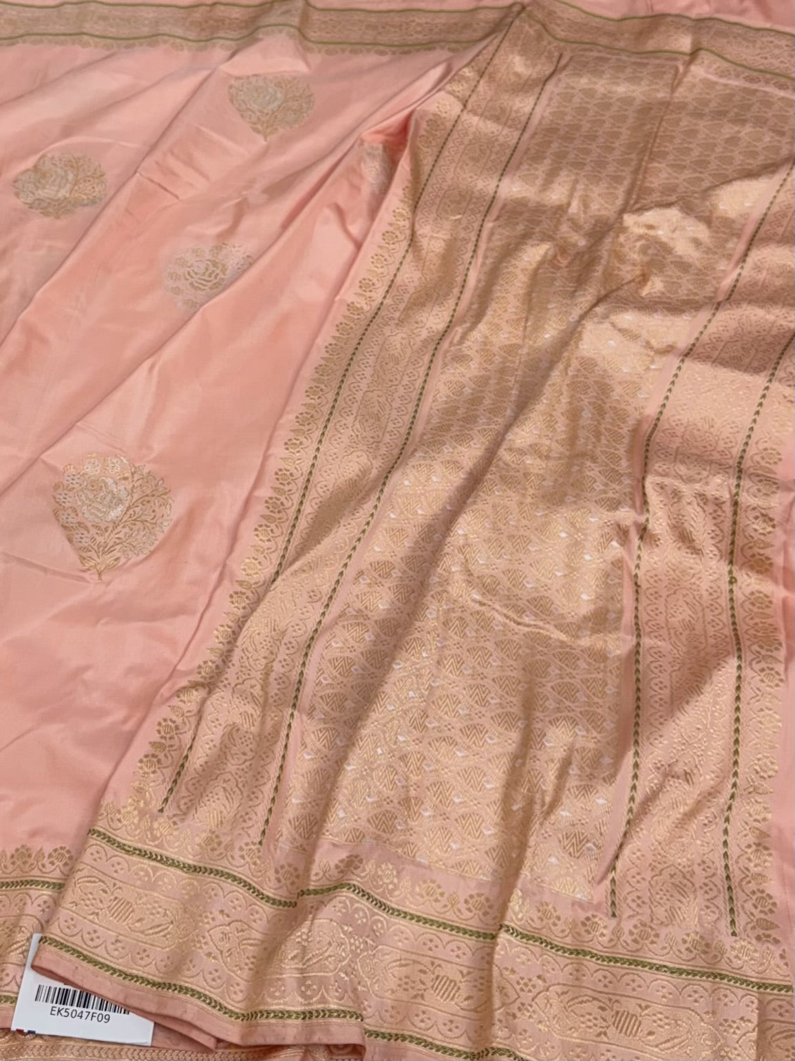 Peach Handwoven Pure Banarasi Satin Silk Saree