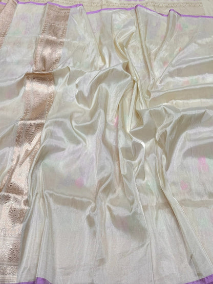 Ivory Handwoven Pure Banarasi Tissue Saree