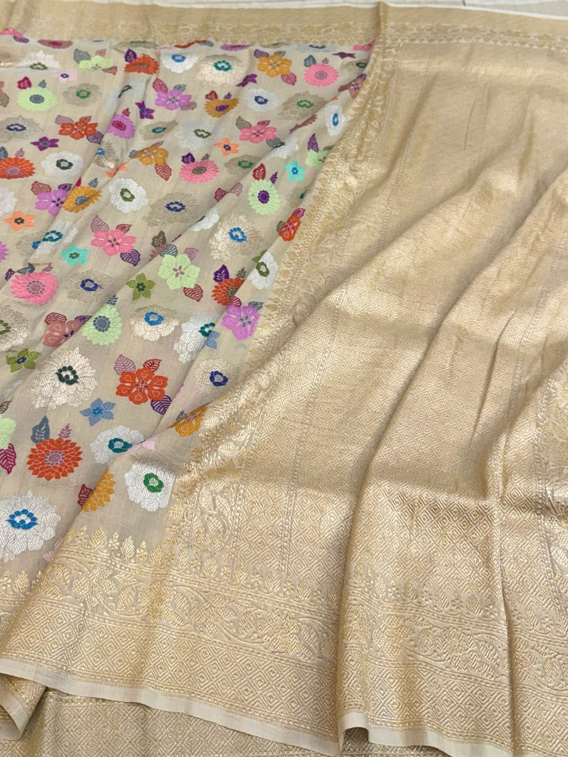 Natural Handwoven Pure Tussar Georgette Saree