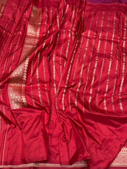 Magenta Handwoven Pure Banarasi Ektara Silk Saree in Kadwa Weave – 100% Pure Mulberry Silk