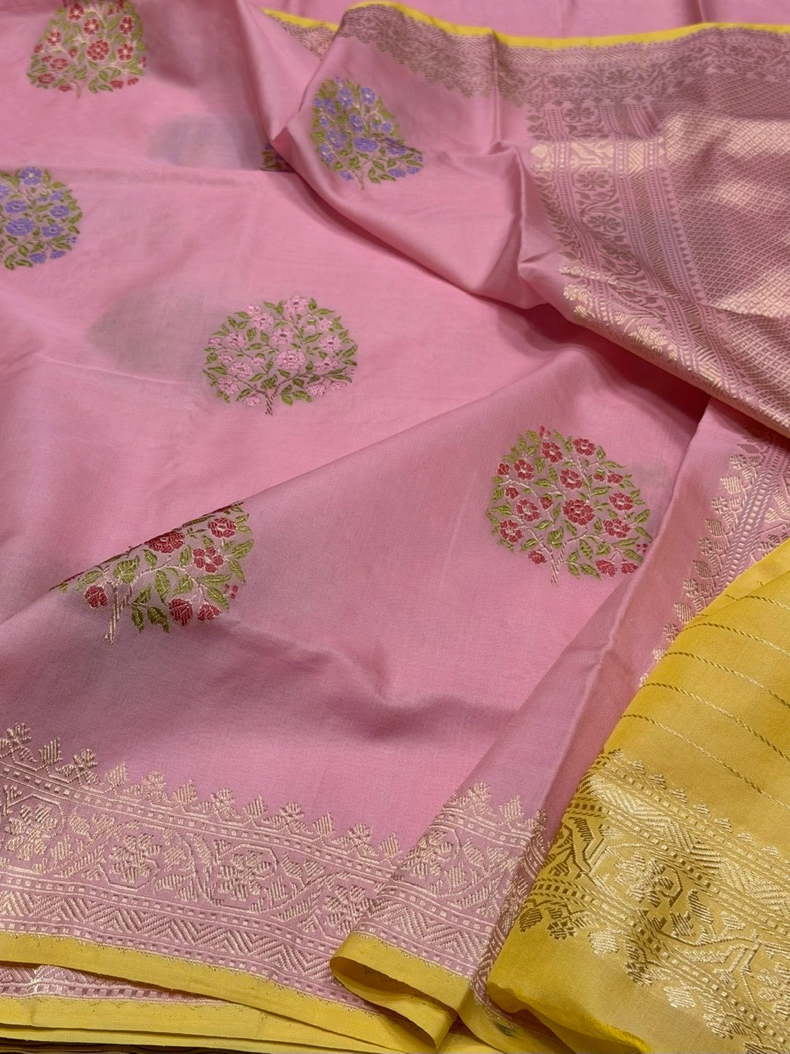 Baby Pink Handwoven Pure Organza Silk Saree