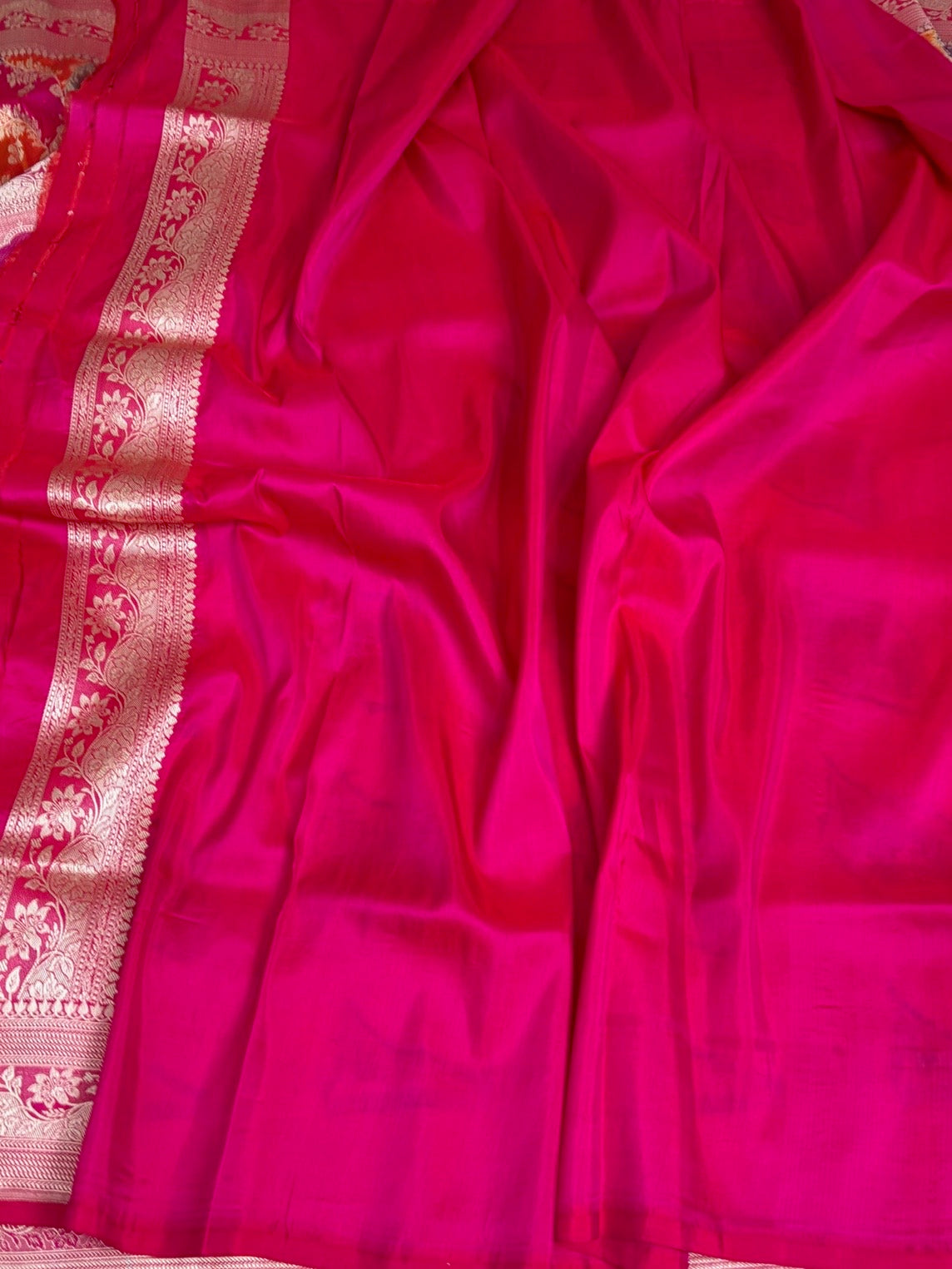 Rani Pink Rangkaat Banarasi Pure Katan Silk Saree
