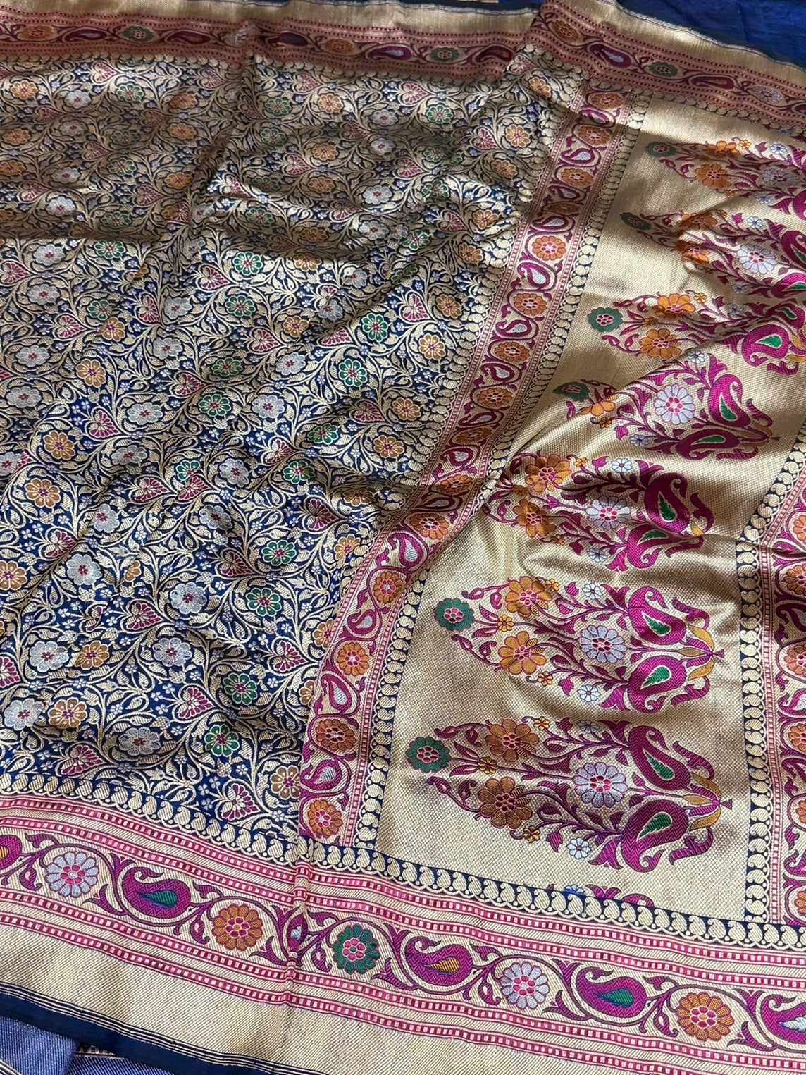 Banarasi Minakari Pure Silk Brocade Saree | 100% Pure Katan Silk with Intricate Brocade Design