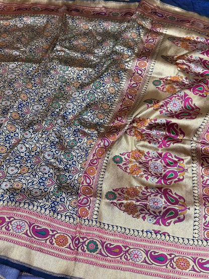 Banarasi Minakari Pure Silk Brocade Saree | 100% Pure Katan Silk with Intricate Brocade Design