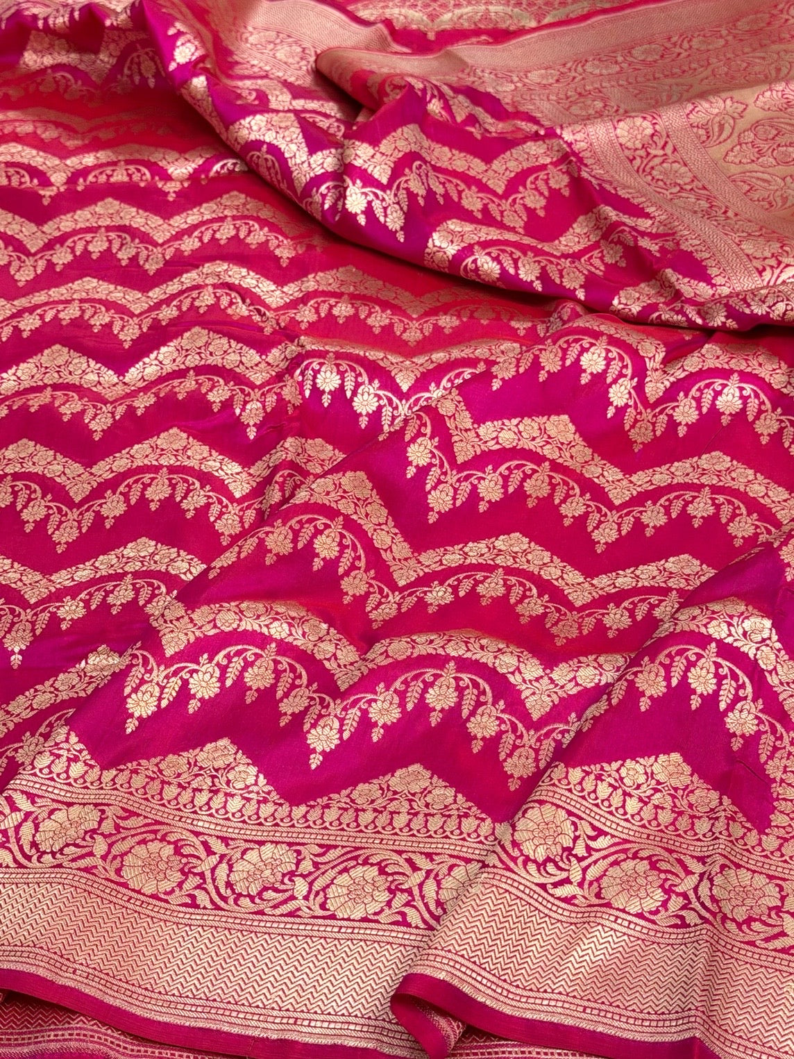 Rani Pink Banarasi Pure Katan Silk Saree