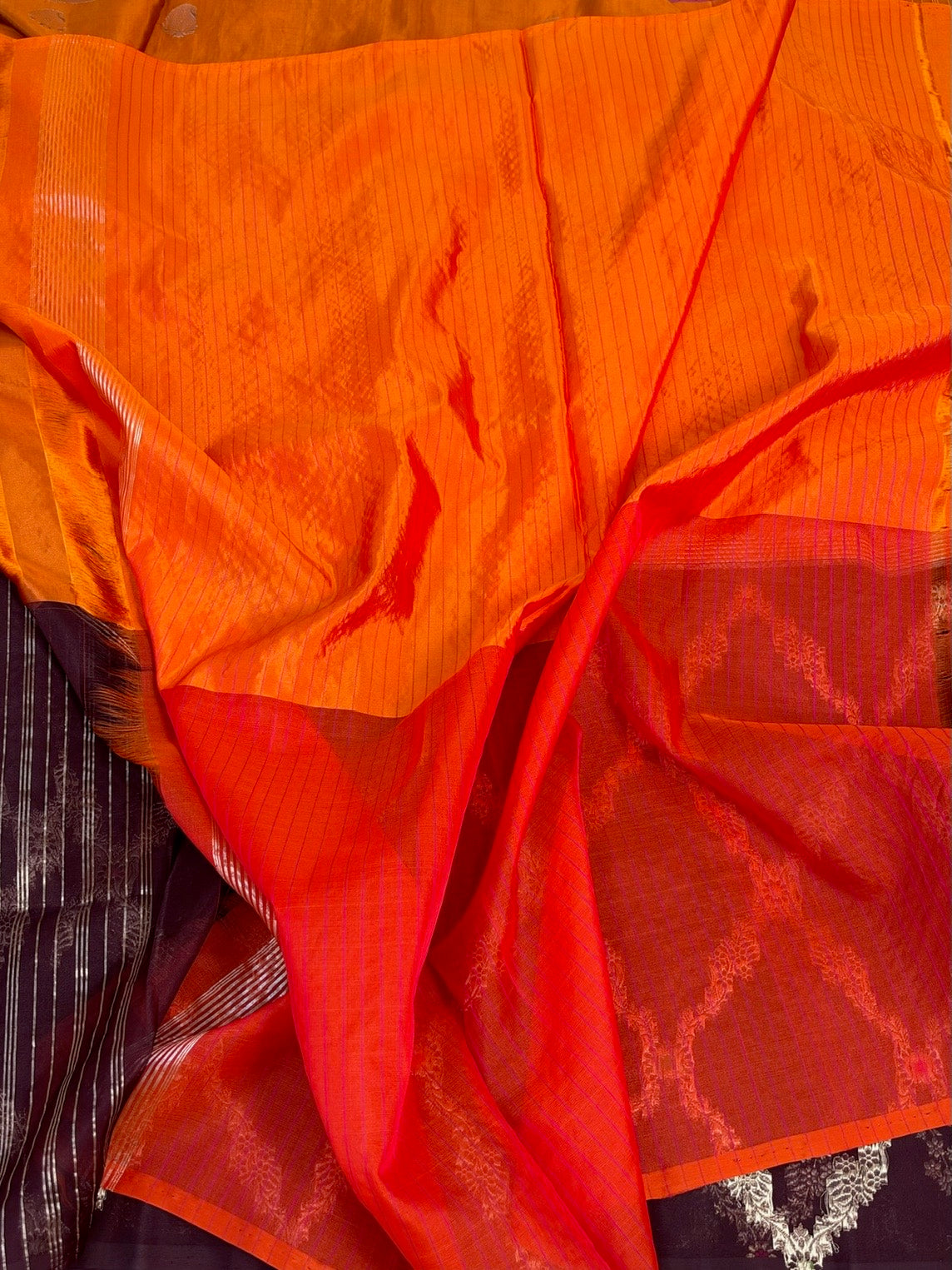 Rust Handwoven Pure Banarasi Ektara Silk Saree