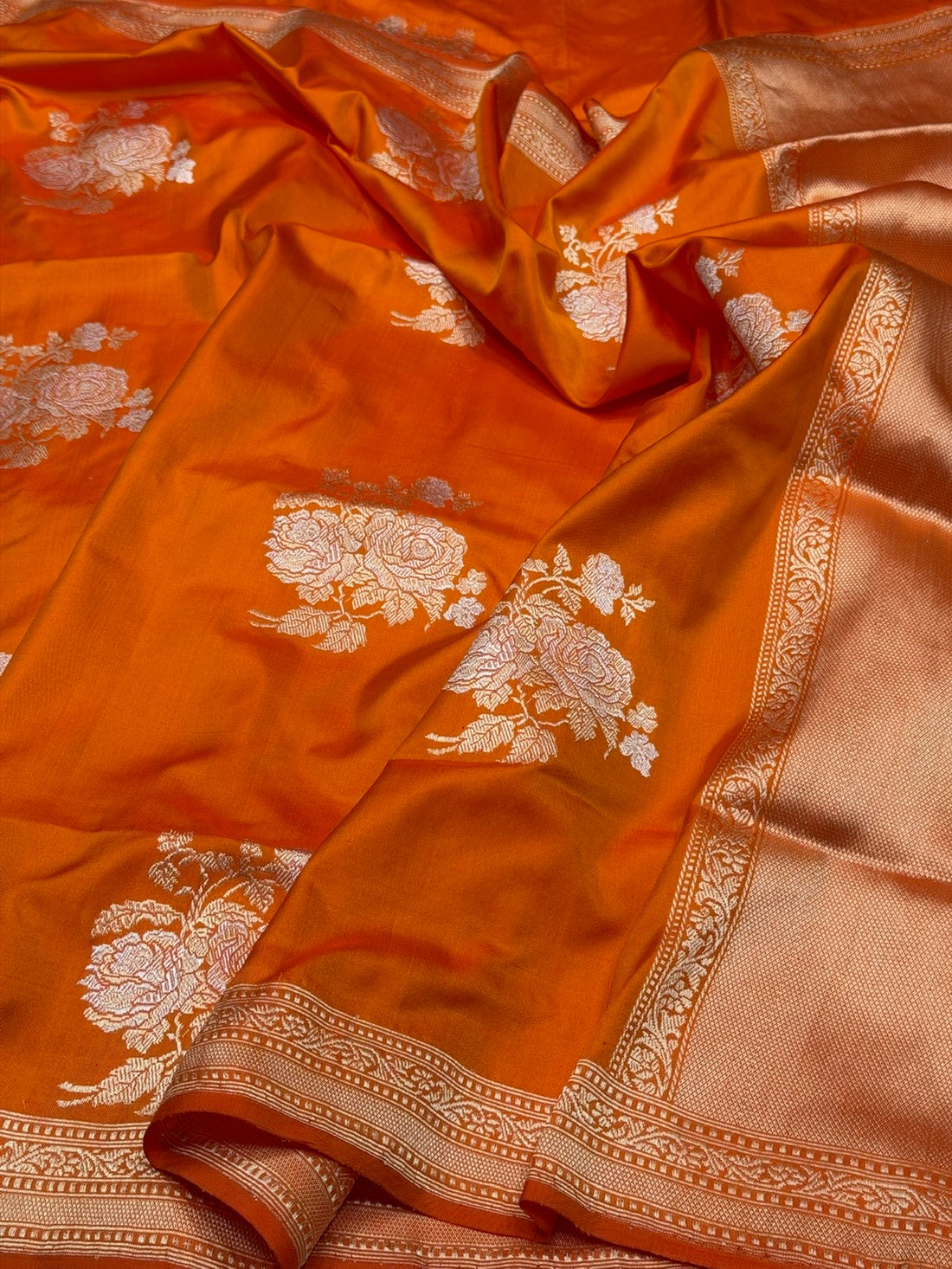 Orange Ektara Handwoven Pure Silk Banarasi Saree