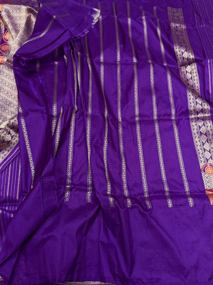 Purple Handwoven Pure Banarasi Silk Saree