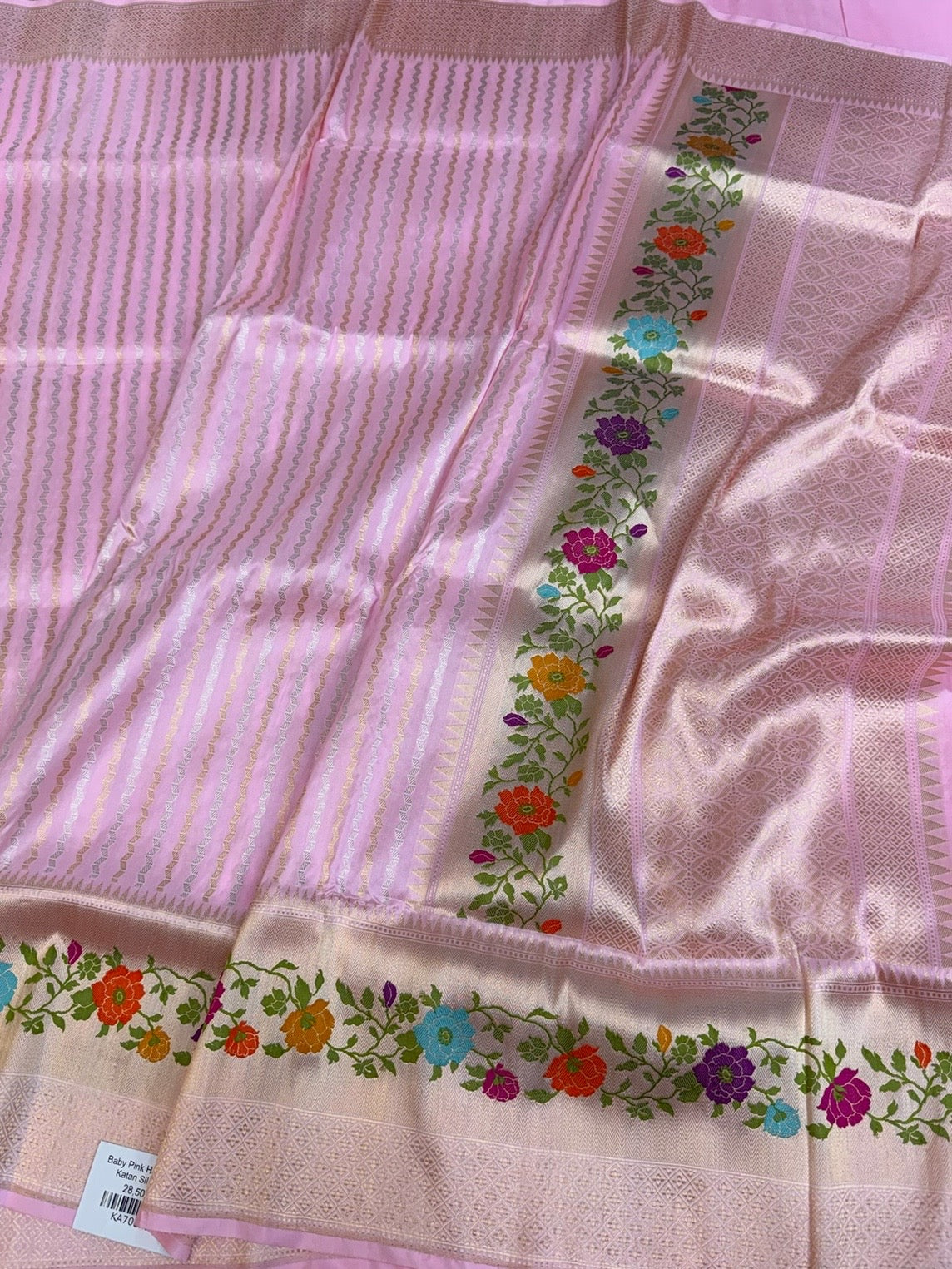 Baby Pink Handwoven Pure Banarasi Silk Saree