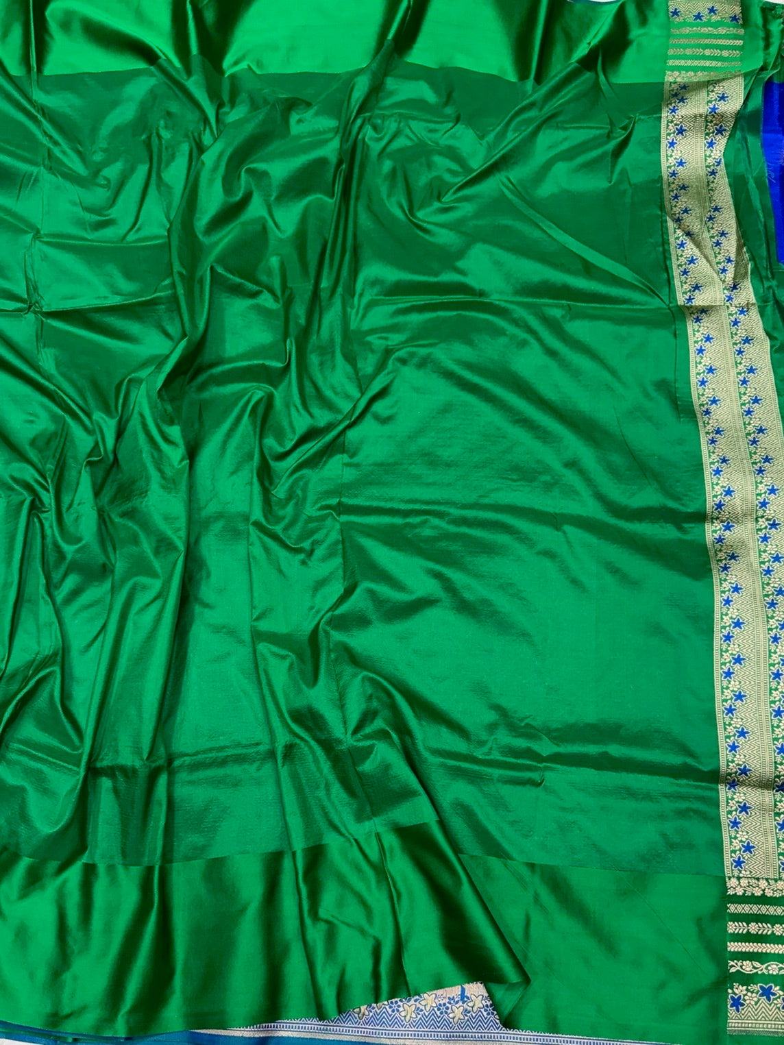 Royal Blue Banarasi Pure Satin Border Silk Saree