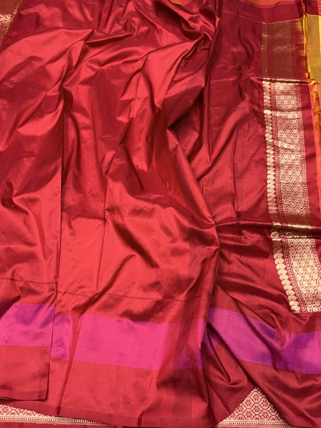 Yellow / Red Handwoven Pure Banarasi Ektara Silk Saree